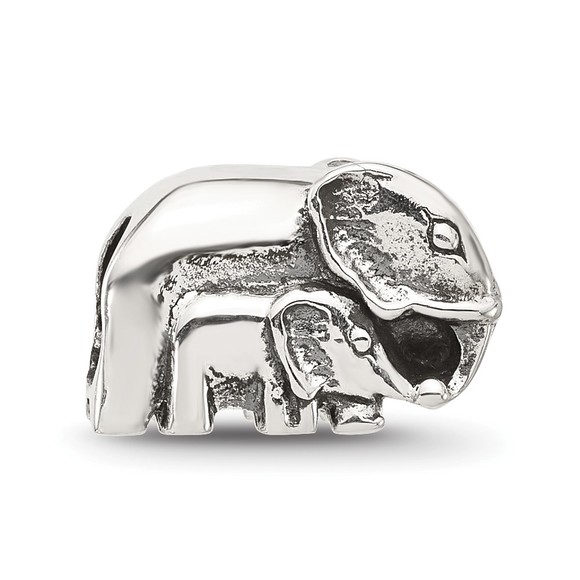 925 Sterling Silver Reflections Mommy & Baby Elephant Bracelet Charm Bead - Picture 5 of 6